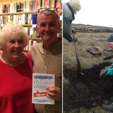 with Mary Campbell , Byres Rd Glasgow and cutting peat, Lewis